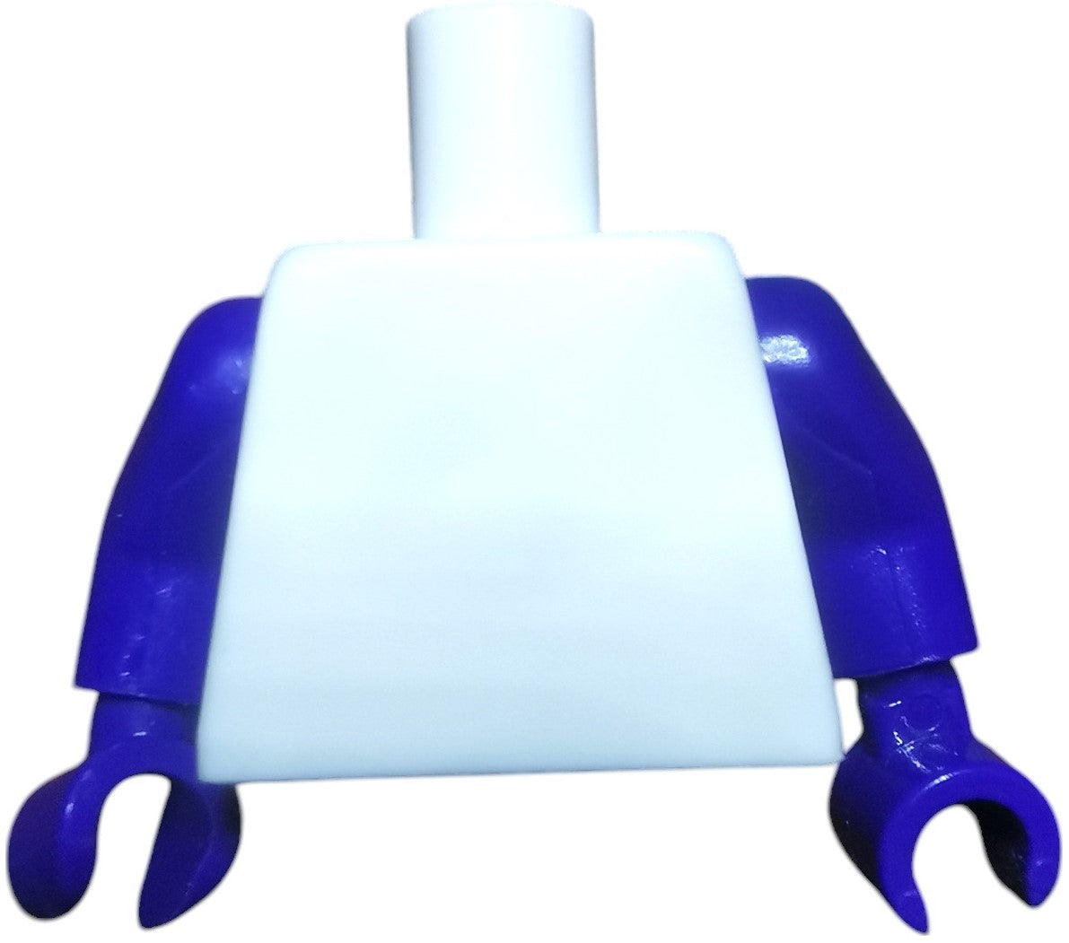 The Minifigure Keyring Torsos feature a blue-armed, white-fronted minifigure torso with C-shaped hands, and come without a head or legs, displayed on a white background.