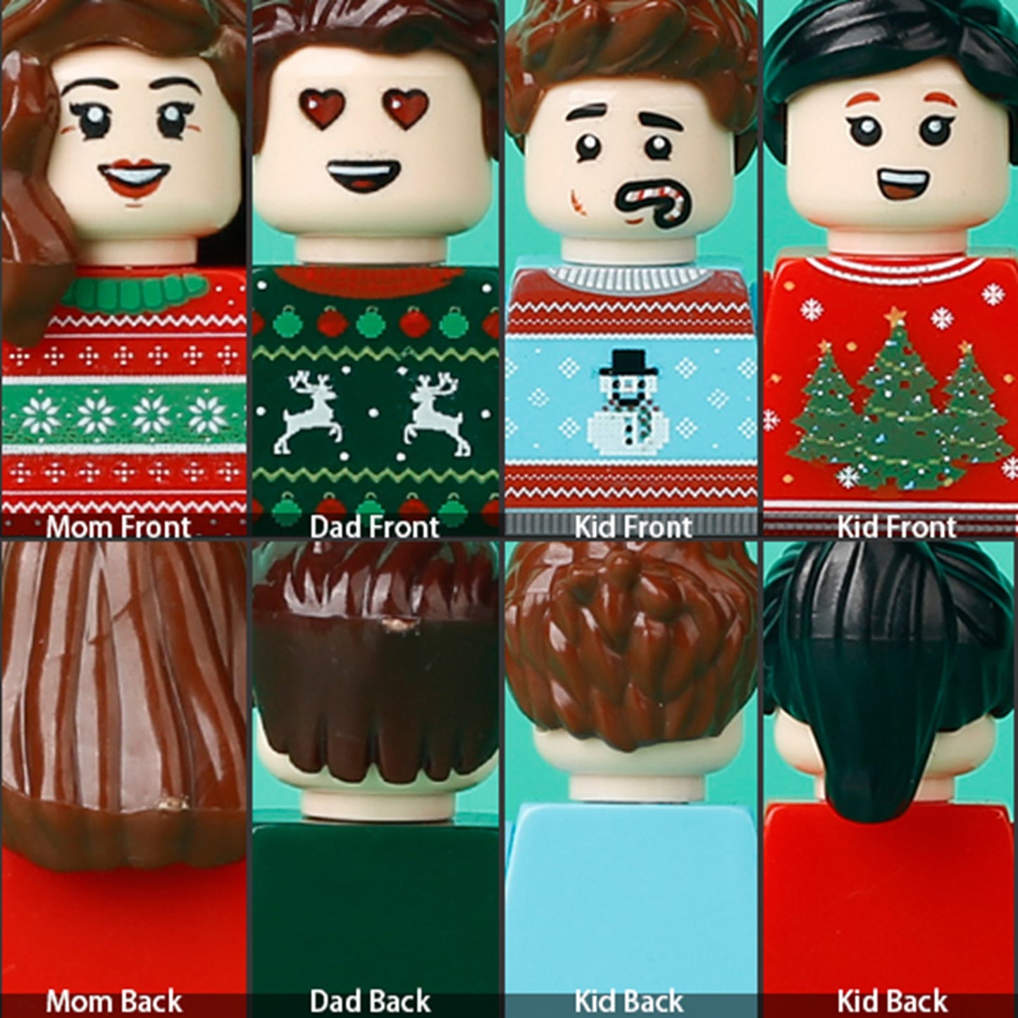 Minifigure Christmas Jumper Family Gifts - Set of 4 Figures.