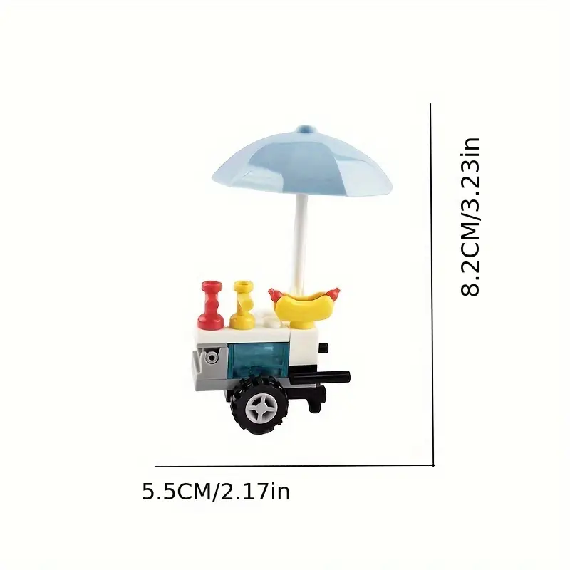 Minifigure Bread Dessert Hot Dog Small Stall Shop, Tree House Street View Stall Scene Small Accessories