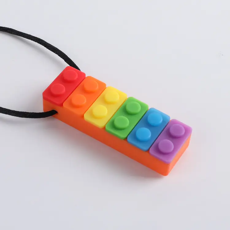 Sensory Chew Necklace Rainbow Chew Toys for Autistic Children, Boys and Girls with ADHD, Teething, Anxiety, Biting Needs, Oral Sensory Motor Aids, Food Grade Safety Silicone