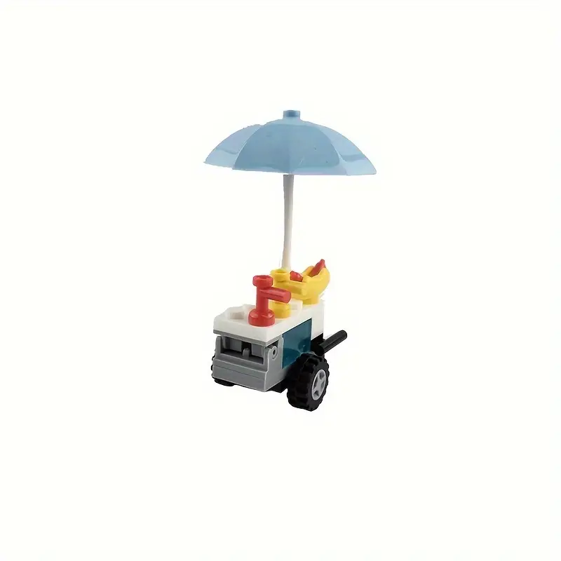 Minifigure Bread Dessert Hot Dog Small Stall Shop, Tree House Street View Stall Scene Small Accessories