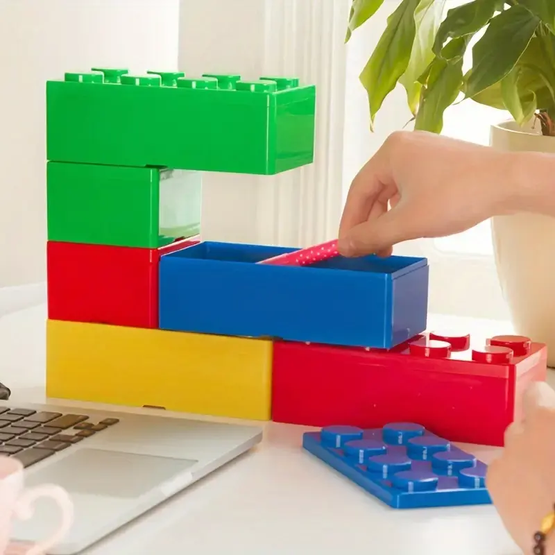 Pack of 4 2x2 Building Block Storage Containers. Red, Blue, Yellow and Green.