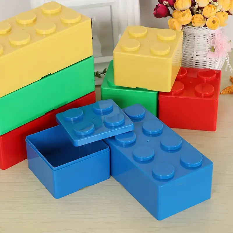 Pack of 4 2x2 Building Block Storage Containers. Red, Blue, Yellow and Green.