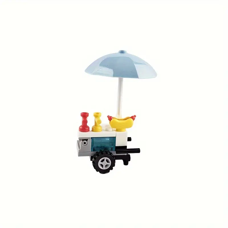 Minifigure Bread Dessert Hot Dog Small Stall Shop, Tree House Street View Stall Scene Small Accessories