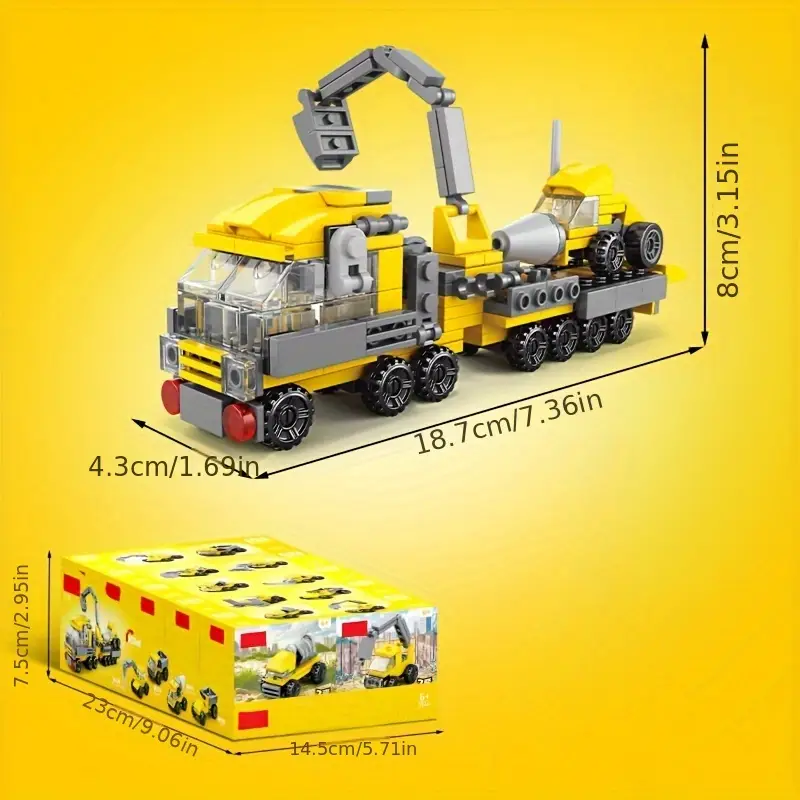 10pcs Construction Vehicle Building Blocks Set, 10 in 1 Combinations.