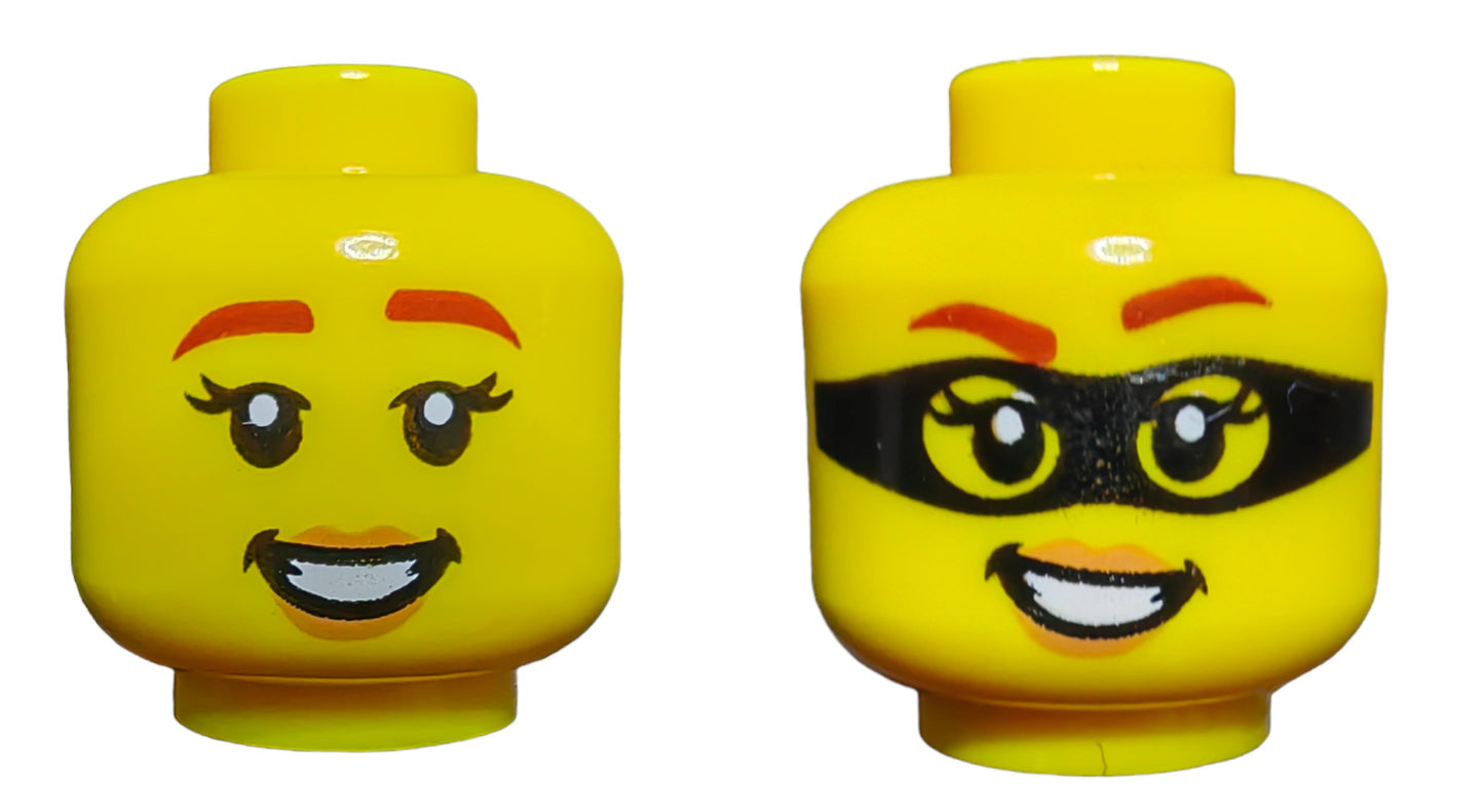 LEGO , Head Dual Sided Female Reddish Brown Eyebrows - UB1070