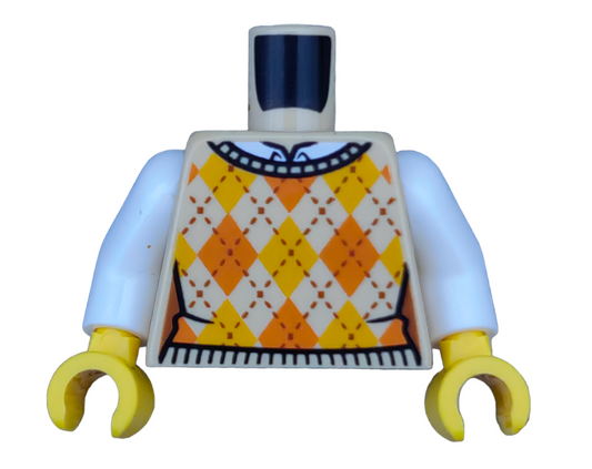LEGO Torso, Knitted Sweater Vest with Light Orange and Orange Diamonds - UB1154