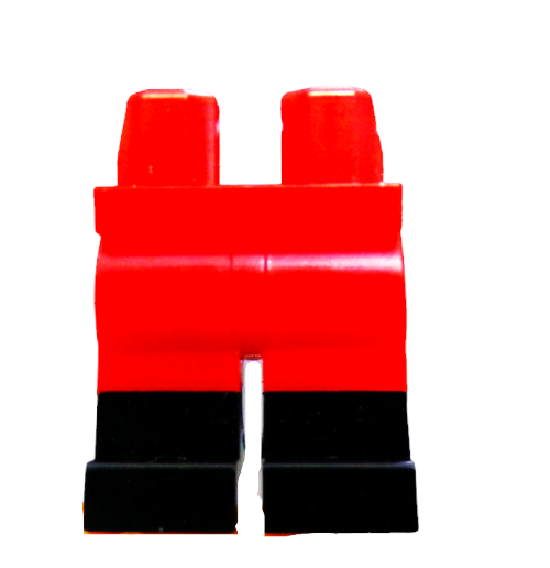 Minifigure Legs, Red Legs with Black Boots - UB1164