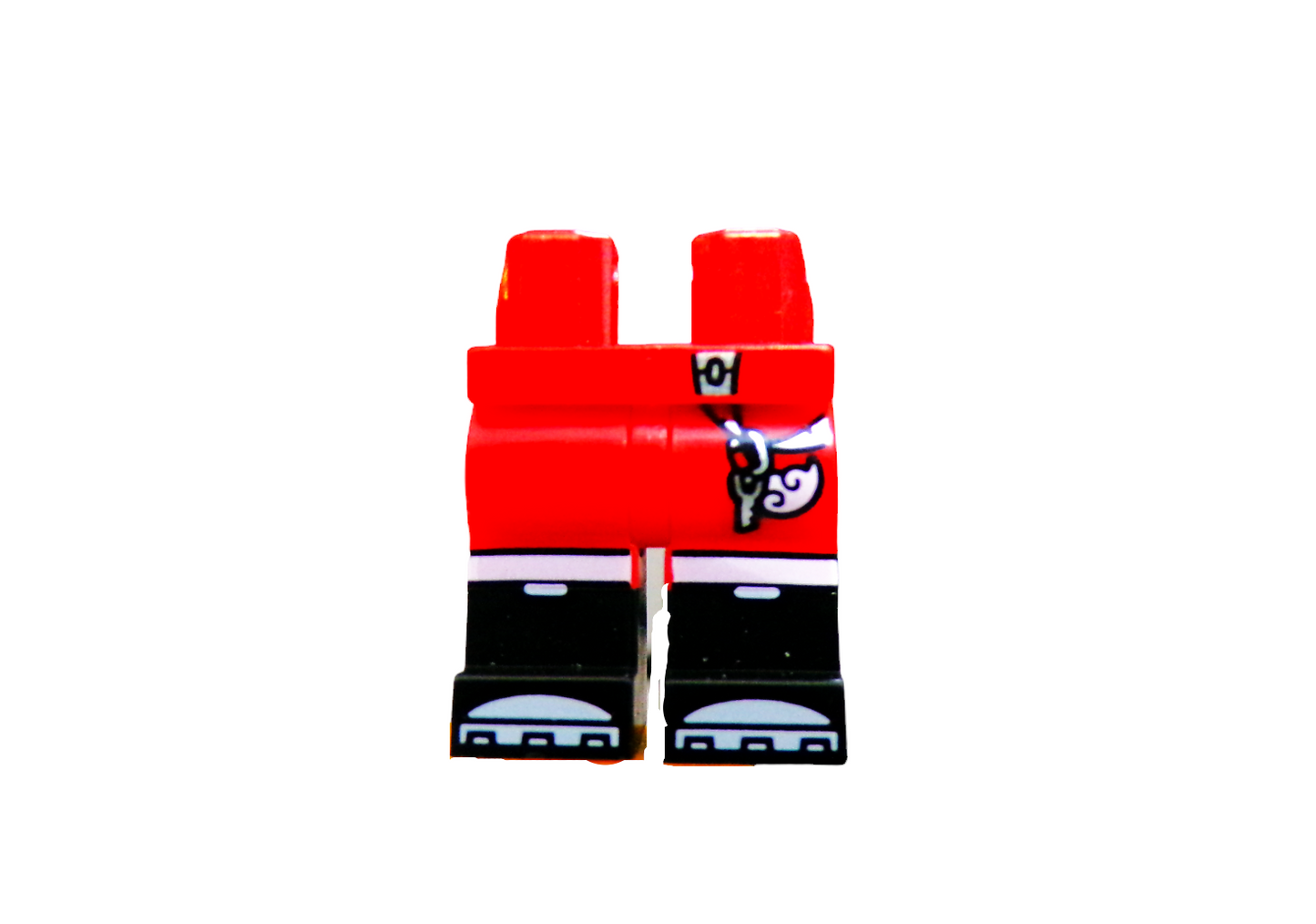 Minifigure Legs, Red Legs with Black Boots and Hanging keys - UB1165
