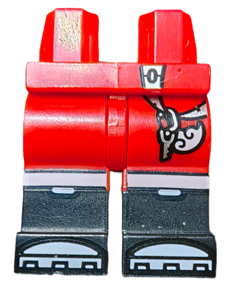 Minifigure Legs, Red Legs with Black Boots and Hanging keys - UB1165