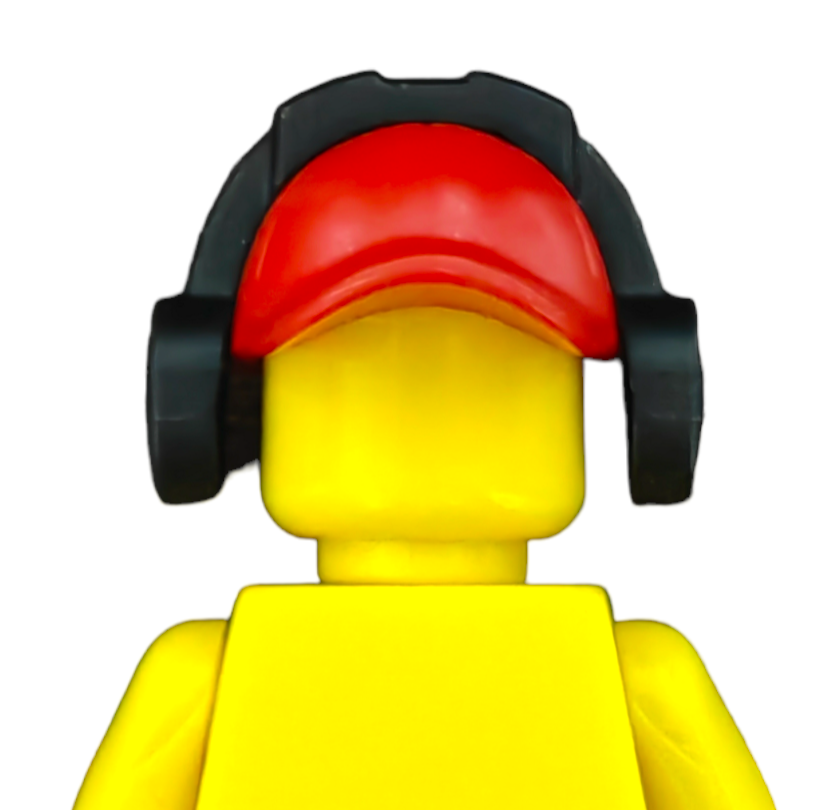 MINIFIGURE BRIGHT RED CAP WITH HEADPHONES – BrickBlocks