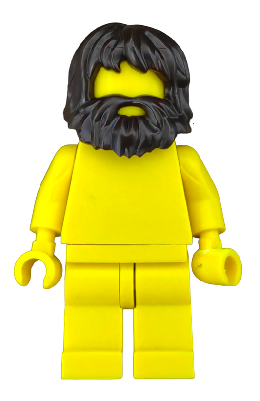 LEGO Wig, Dark Brown Hair Shaggy with Beard and Mouth Hole - UB1389