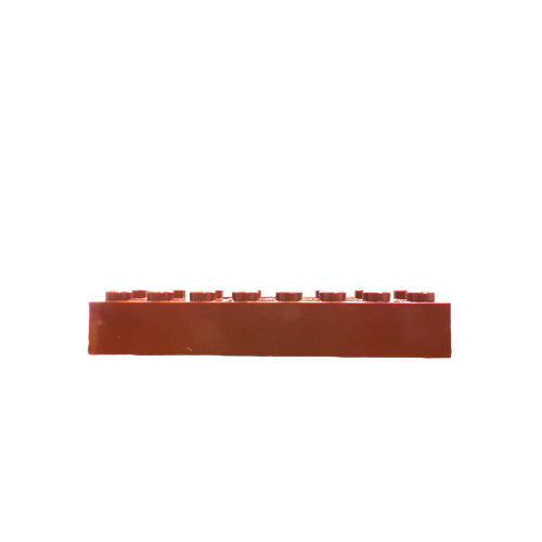 A single 2X8 BRICKS piece in brown, featuring a rectangular shape with eight studs, is set against a plain white background.