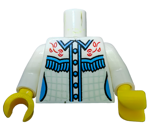 LEGO PRELOVED Minifigure Torso, Wild West Style Shirt with Blue Buttons, Red Roses Pattern - UB1440