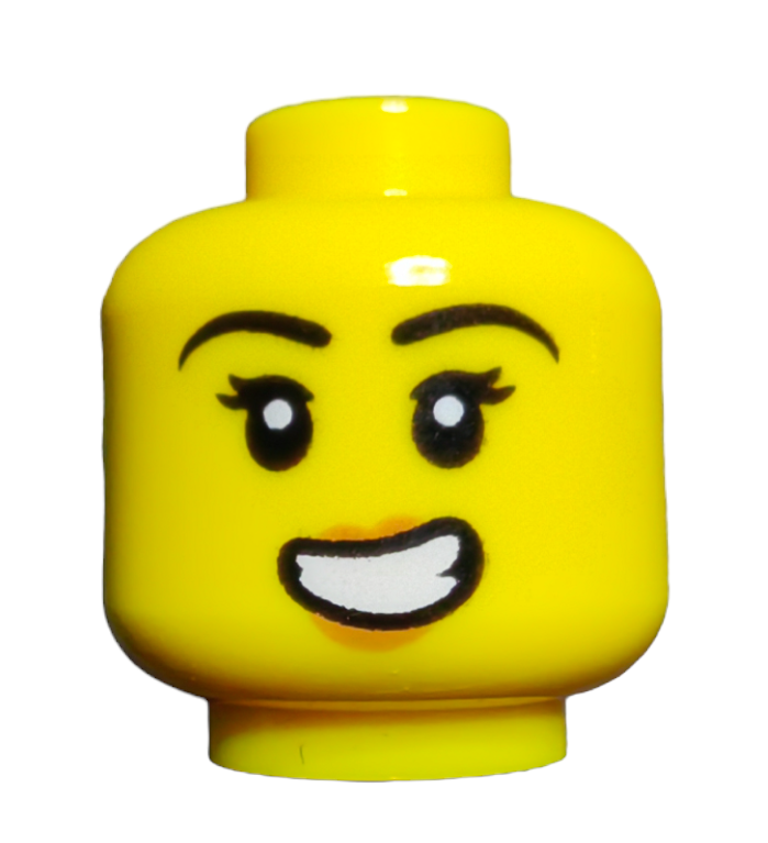 LEGO Head, Female worried expression. Black Eyelashes. - UB1495