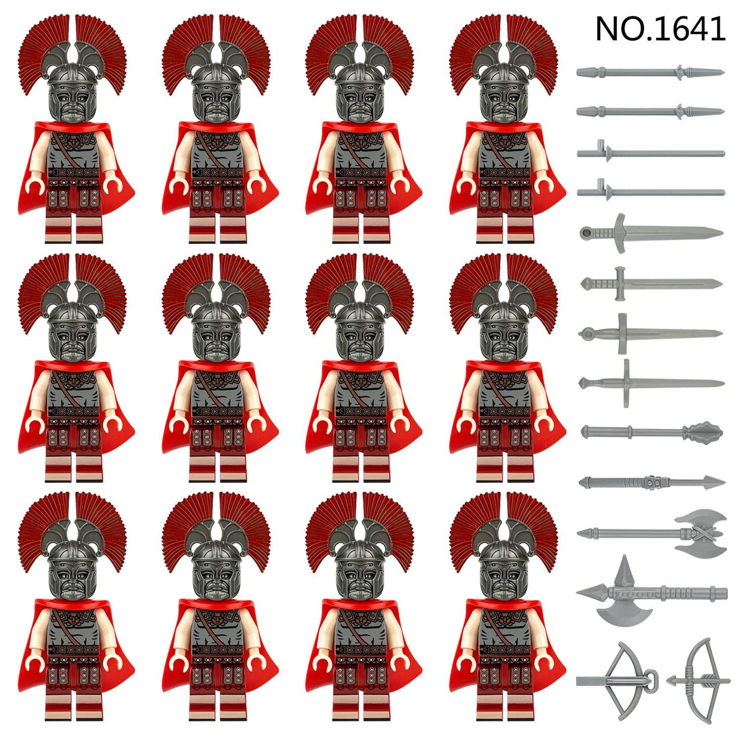 12 Piece Minifigure Roman Soldiers with red cloak Christmas Stocking filler Gift