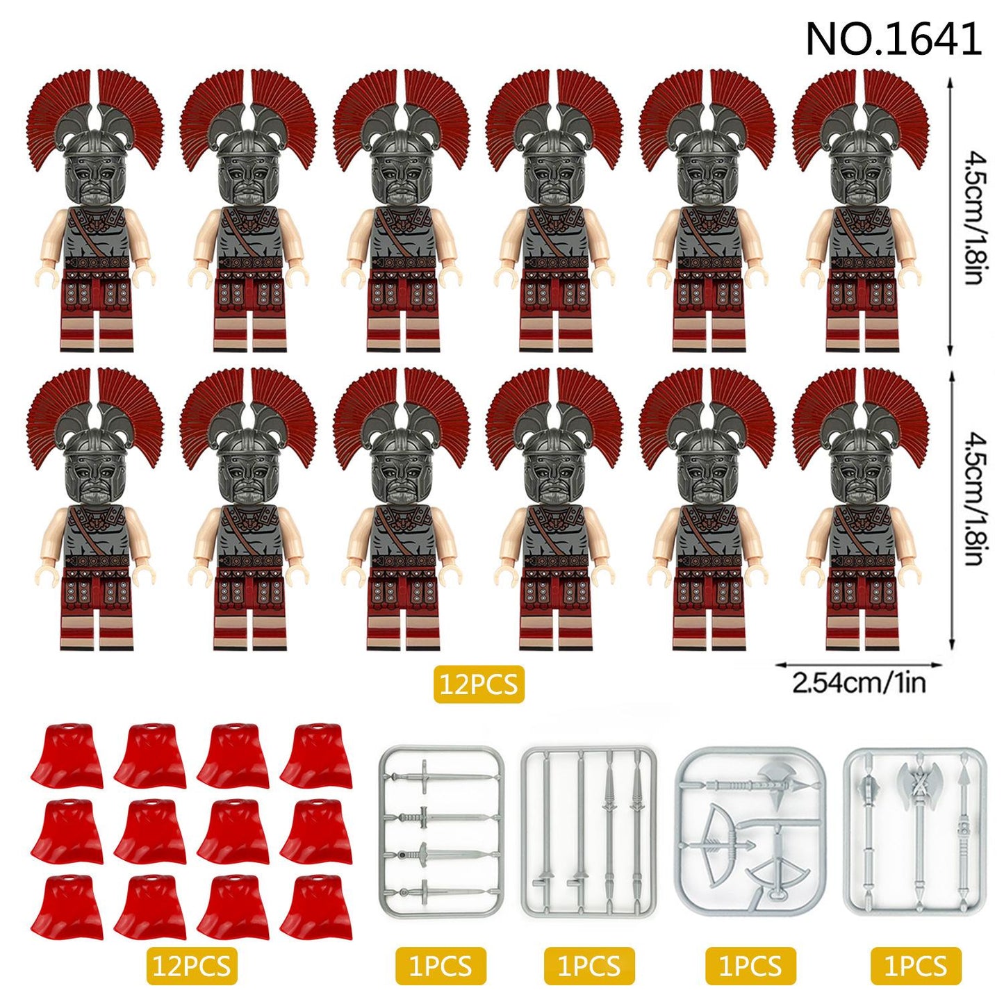 12 Piece Minifigure Roman Soldiers with red cloak Christmas Stocking filler Gift